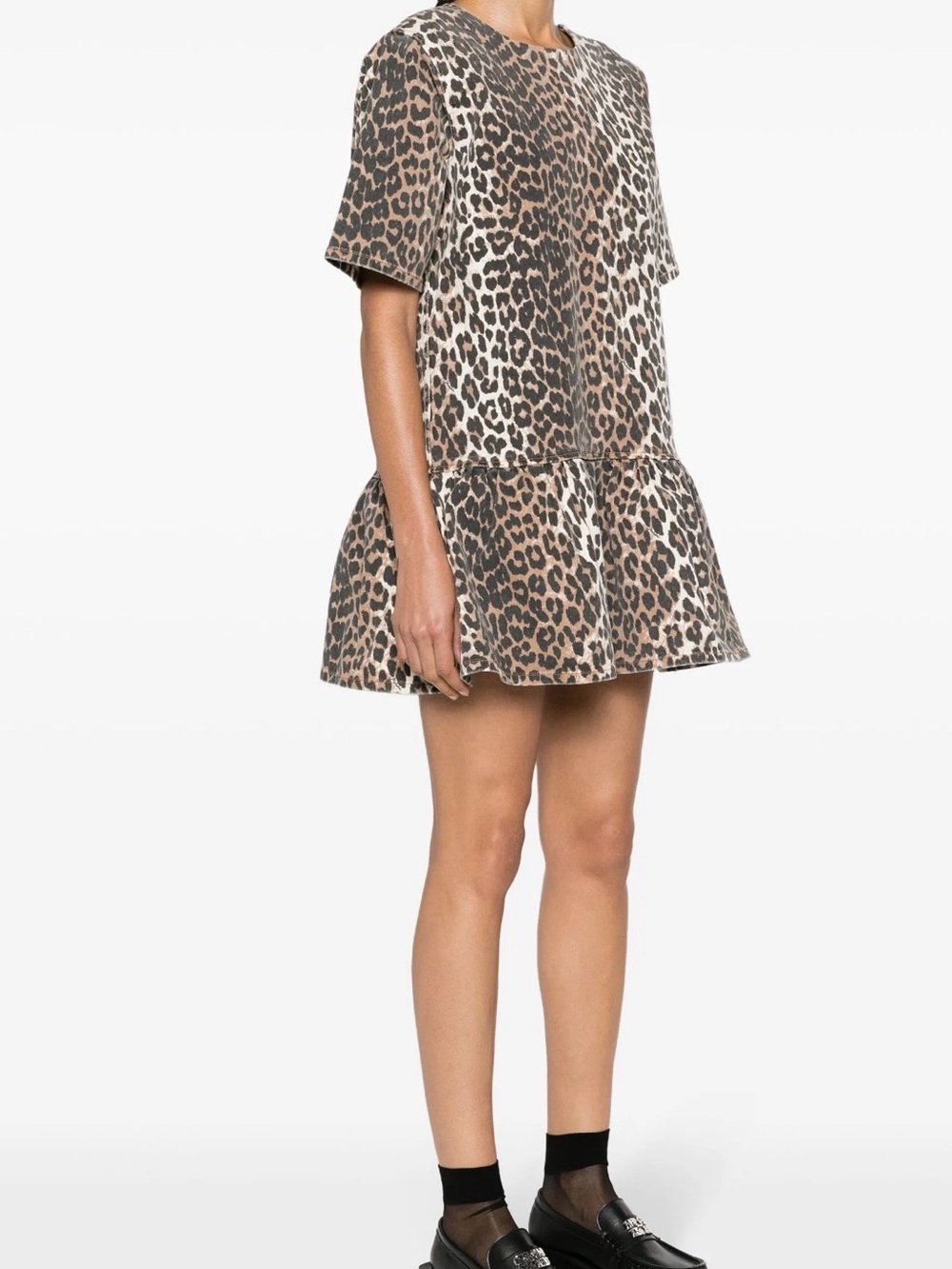 GANNI Leopard Denim Print DRESS